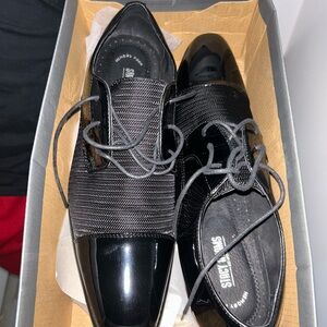 Stacy Adams Black Oxford Shoes High-Gloss Finish